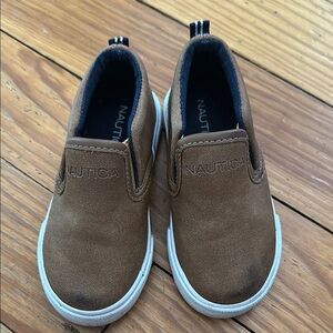 Nautica Brown “leather” Sneakers with Slip-On Design and Rubber Sole